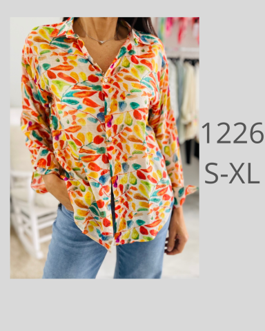 Camisa de mujer colorida de flores, talla S-XL. 